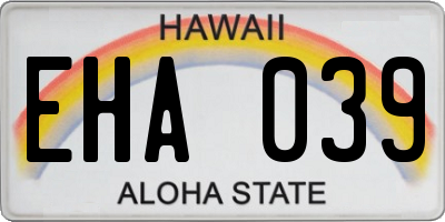 HI license plate EHA039