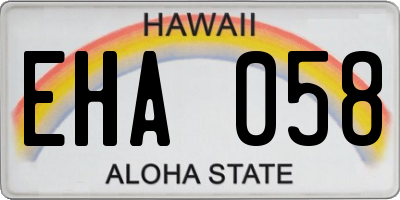 HI license plate EHA058