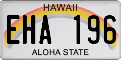 HI license plate EHA196