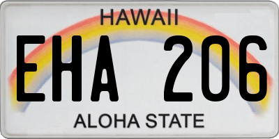 HI license plate EHA206