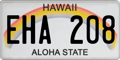 HI license plate EHA208