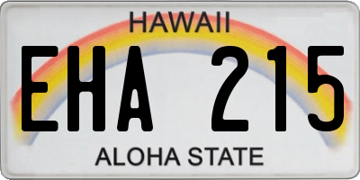 HI license plate EHA215
