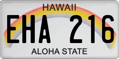 HI license plate EHA216