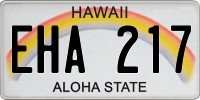 HI license plate EHA217