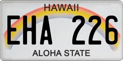 HI license plate EHA226