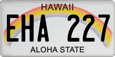 HI license plate EHA227