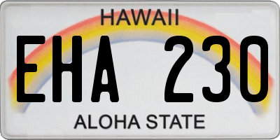 HI license plate EHA230