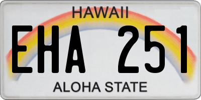 HI license plate EHA251