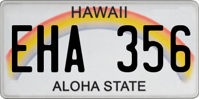 HI license plate EHA356