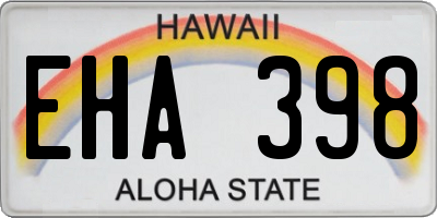 HI license plate EHA398