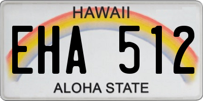 HI license plate EHA512