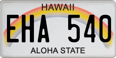 HI license plate EHA540
