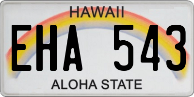 HI license plate EHA543