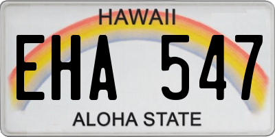 HI license plate EHA547