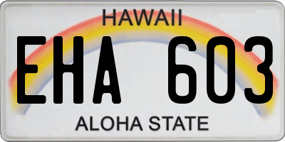 HI license plate EHA603