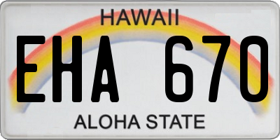 HI license plate EHA670