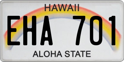 HI license plate EHA701