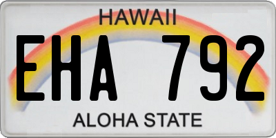HI license plate EHA792