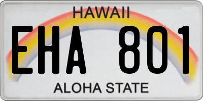HI license plate EHA801