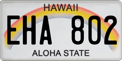 HI license plate EHA802