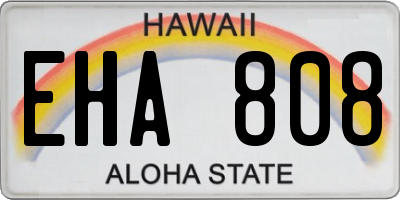 HI license plate EHA808