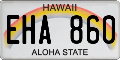 HI license plate EHA860