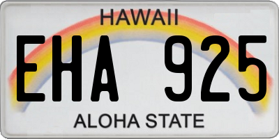 HI license plate EHA925