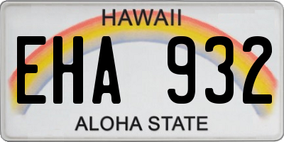 HI license plate EHA932