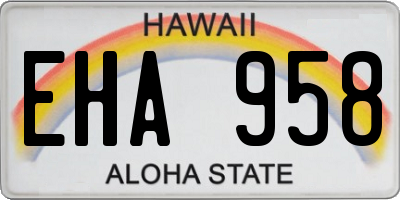 HI license plate EHA958