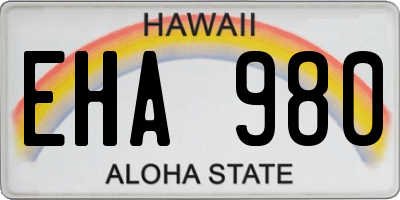 HI license plate EHA980