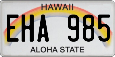 HI license plate EHA985