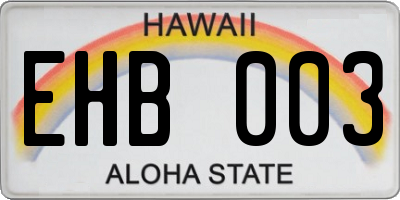 HI license plate EHB003