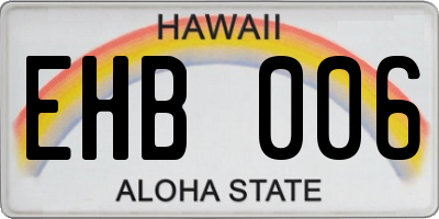 HI license plate EHB006