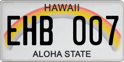 HI license plate EHB007