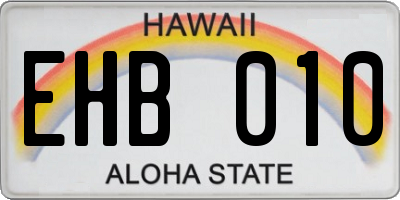 HI license plate EHB010