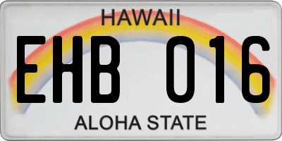 HI license plate EHB016
