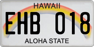 HI license plate EHB018