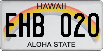 HI license plate EHB020