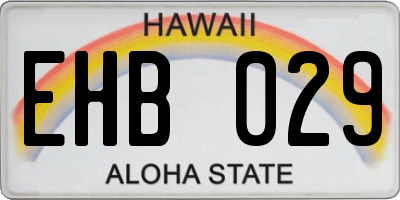 HI license plate EHB029