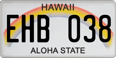 HI license plate EHB038