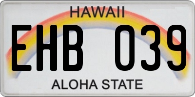 HI license plate EHB039