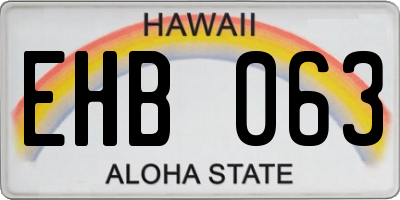 HI license plate EHB063