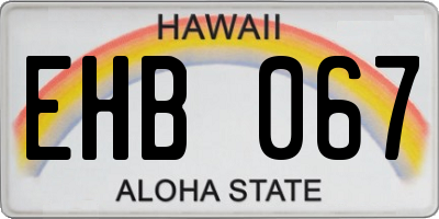 HI license plate EHB067