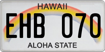 HI license plate EHB070