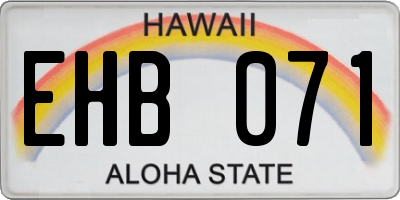 HI license plate EHB071
