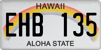 HI license plate EHB135