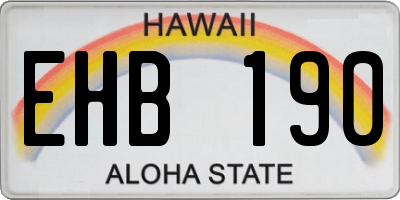 HI license plate EHB190