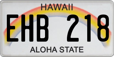 HI license plate EHB218