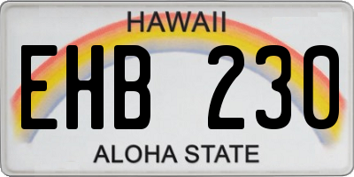 HI license plate EHB230