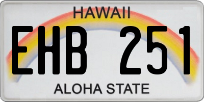 HI license plate EHB251